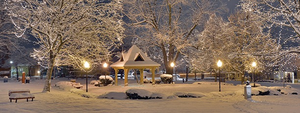 Holiday lights in downtown Saint Charles Illinois